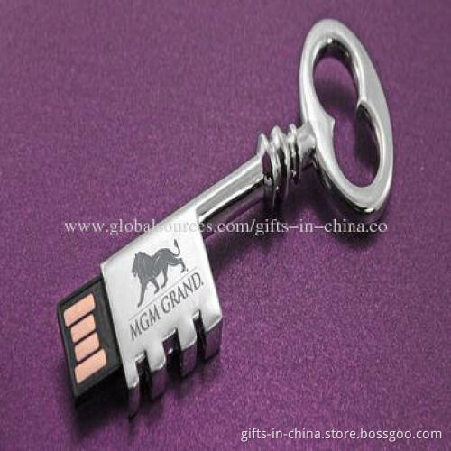 1-32GB Key-shaped USB Flash Drive, Customized Packaging Types/Logos Accepted